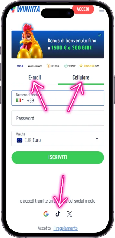 Winnita Tipo Registrazione